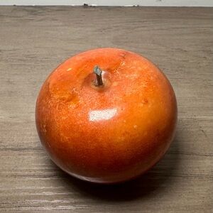 Alabaster‎ Stone Fruit Carved Marble Vintage Wood Stem Heavy MCM.